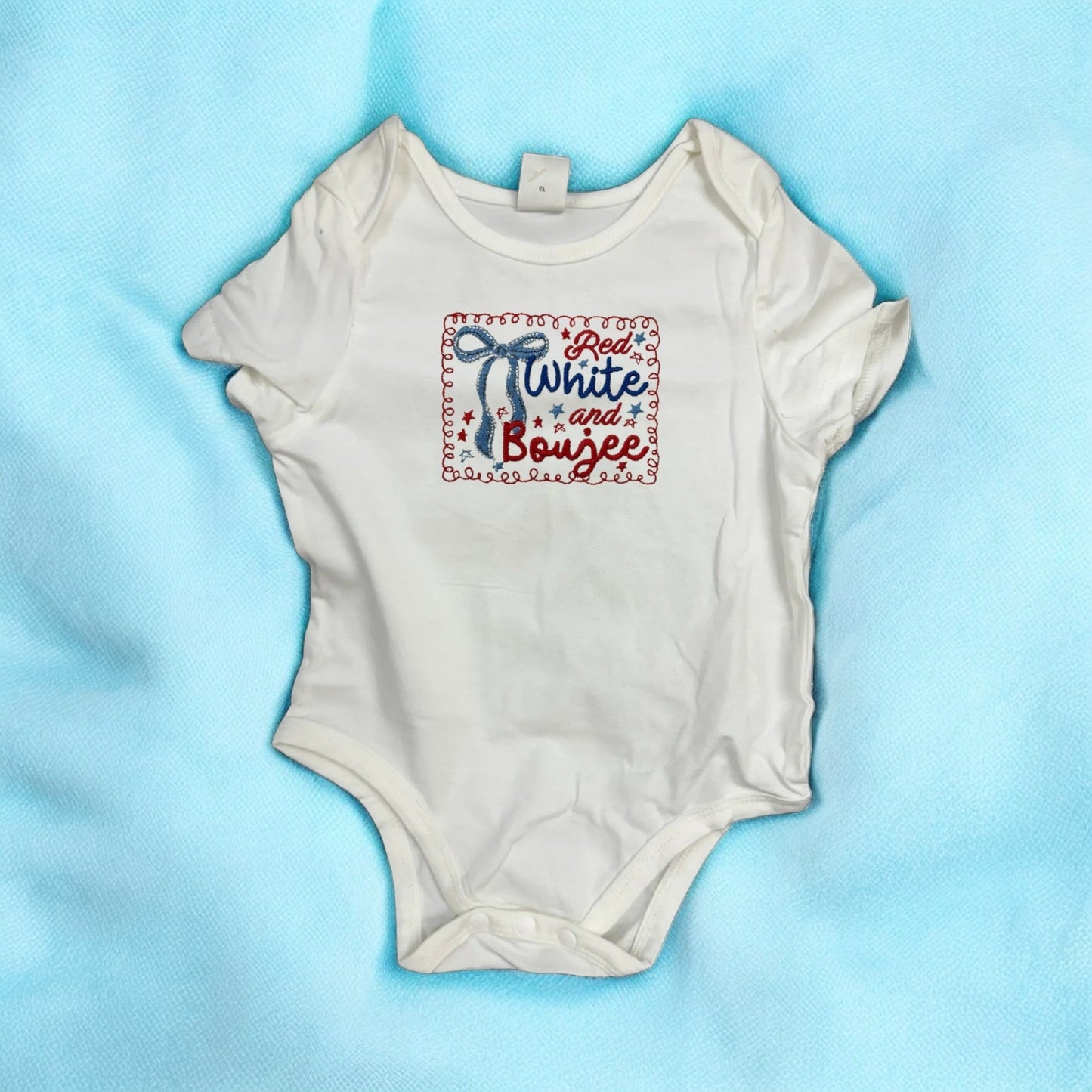 Patriotic Baby Onesie, Embroidered 4th of July Outfit, Celebrate Freedom in Style, Adorable Gift Idea - Nifty Decor & More