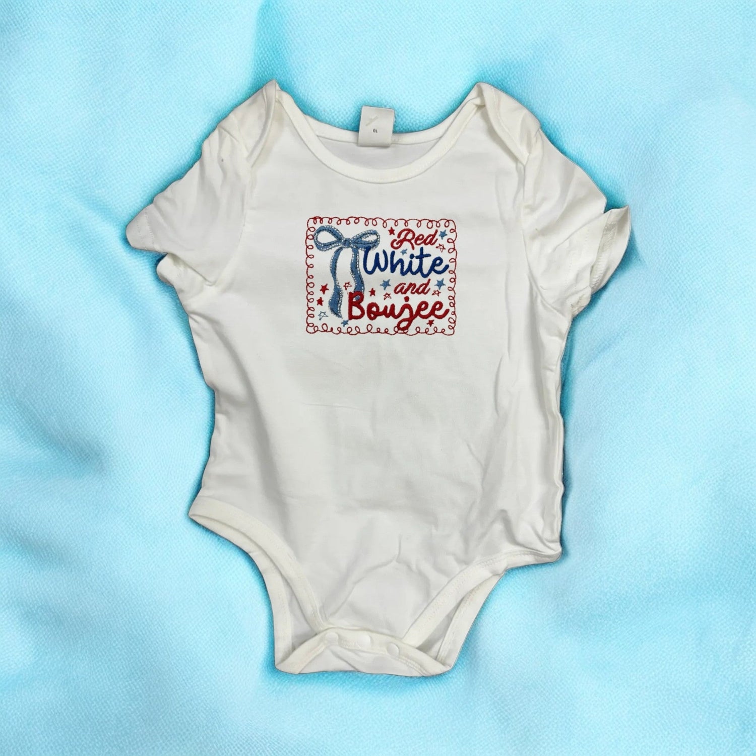 Patriotic Baby Onesie, Embroidered 4th of July Outfit, Celebrate Freedom in Style, Adorable Gift Idea - Nifty Decor & More