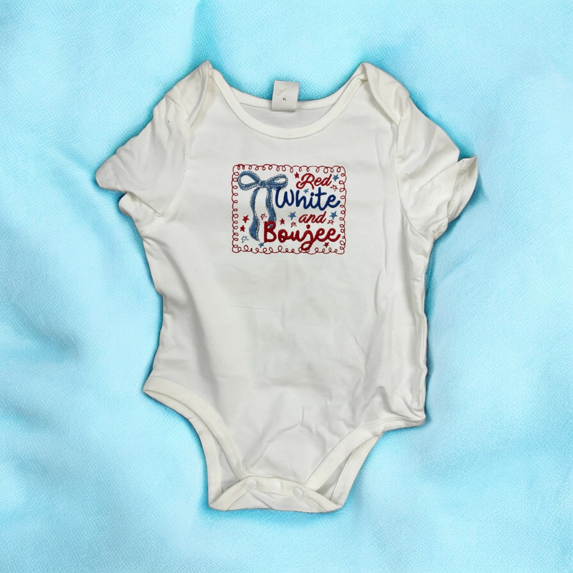 Patriotic Baby Onesie, Embroidered 4th of July Outfit, Celebrate Freedom in Style, Adorable Gift Idea - Nifty Decor & More