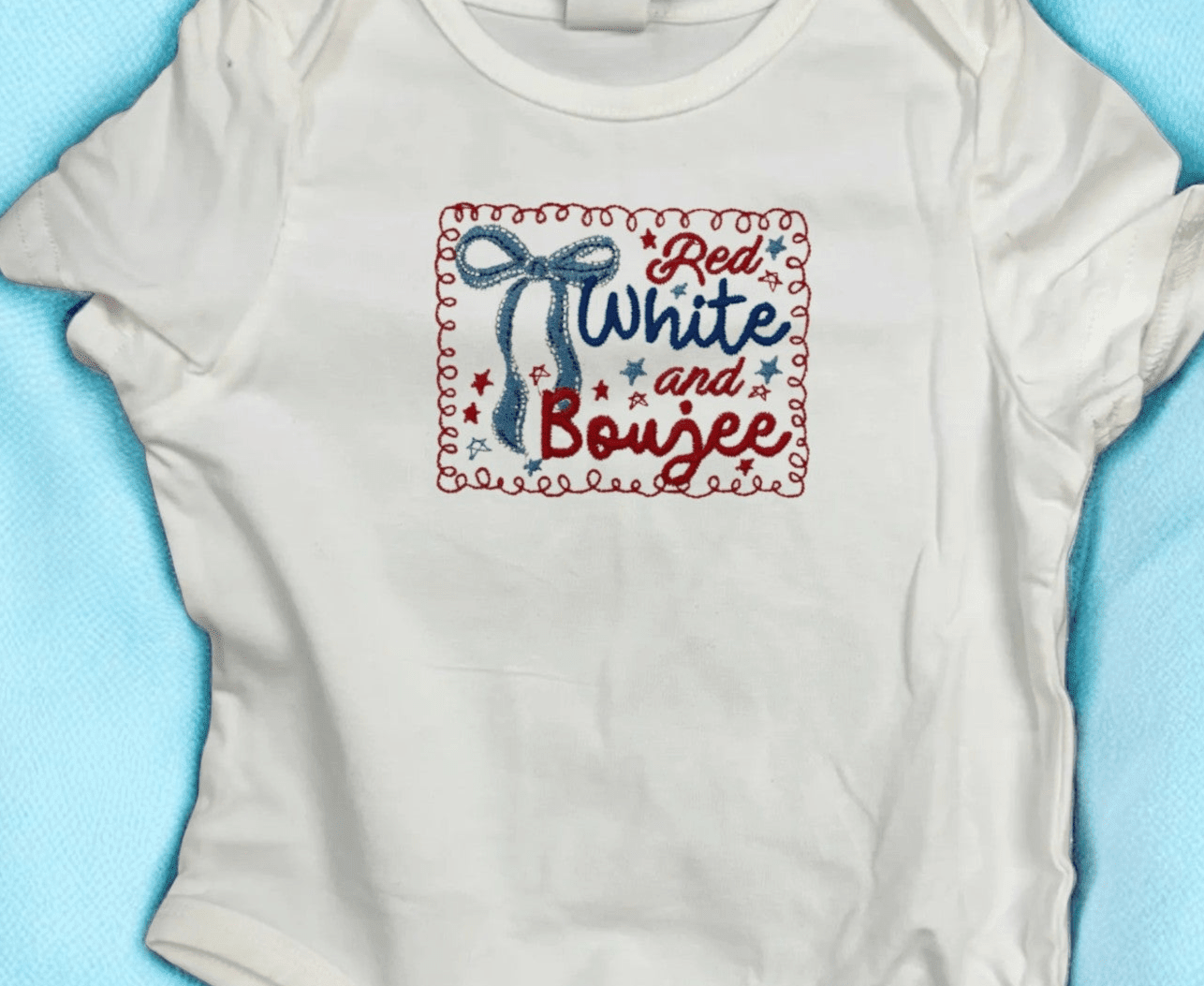 Patriotic Baby Onesie, Embroidered 4th of July Outfit, Celebrate Freedom in Style, Adorable Gift Idea - Nifty Decor & More