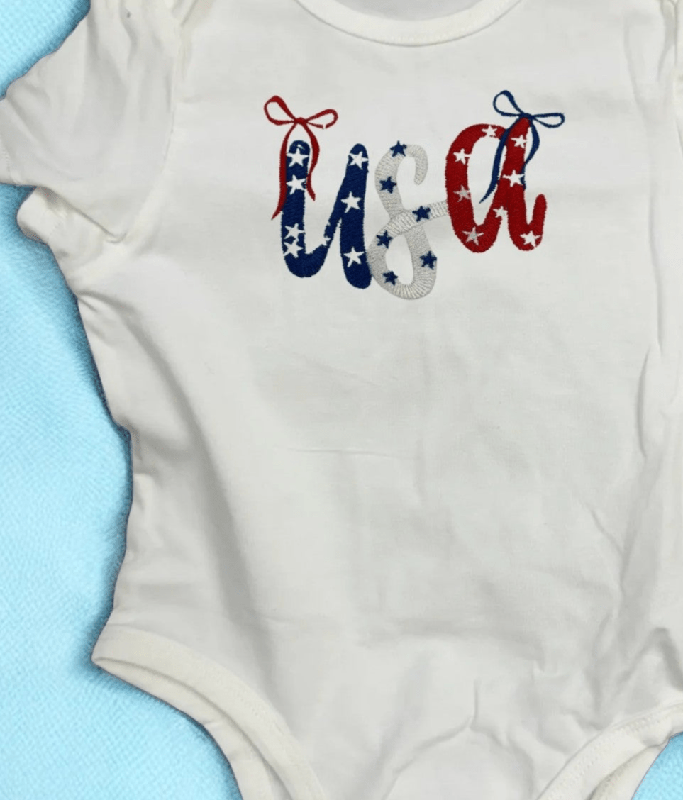 Patriotic Baby Onesie, Embroidered 4th of July Outfit, Celebrate Freedom in Style, Adorable Gift Idea Baby Clothes USA