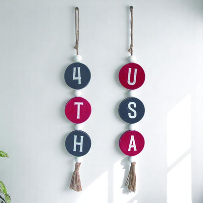 Patriotic Bead Decor Set, Red White Blue Rustic Style for Cozy Home & Star-Spangled Gift Ideas 4th of July Decor