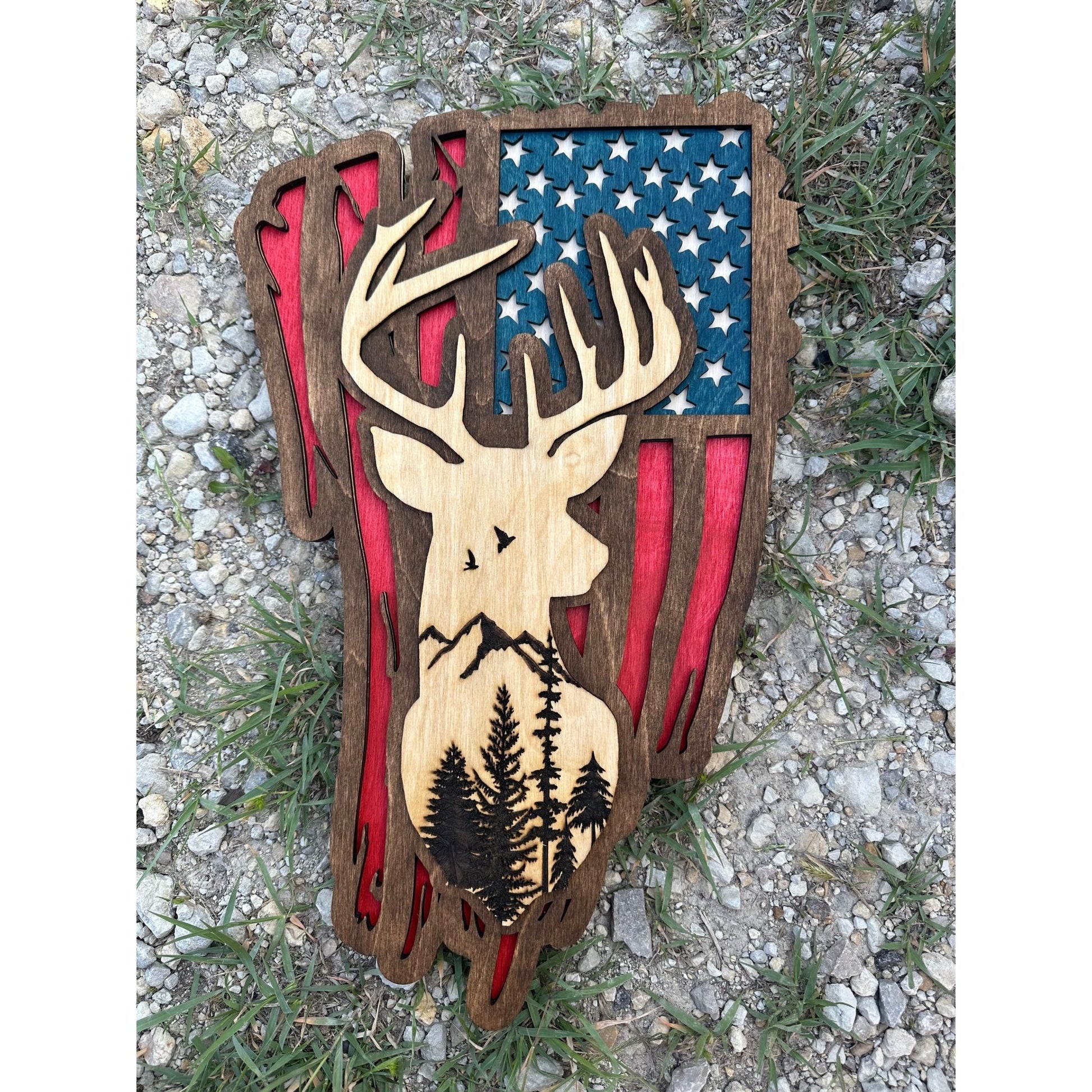Patriotic Deer American Flag Wall Art - Nifty Decor & More