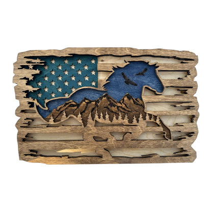 Patriotic Galloping Horse Wall Art - Nifty Decor & More
