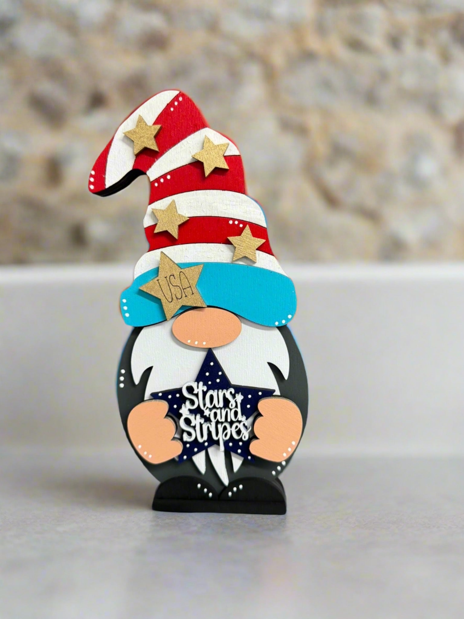 Patriotic Gnomes Summer Shelf Sitter Boy