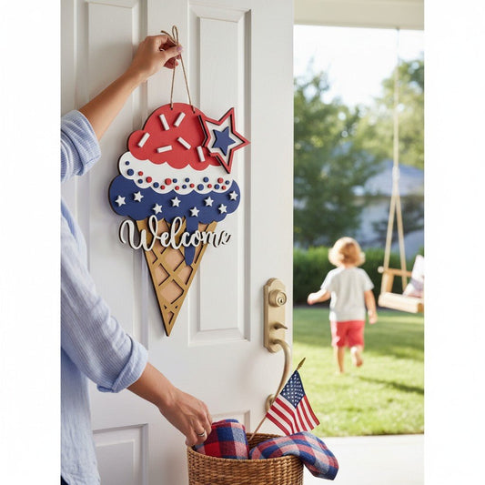 Patriotic Ice Cream Cone Wall Decor - Nifty Decor & More