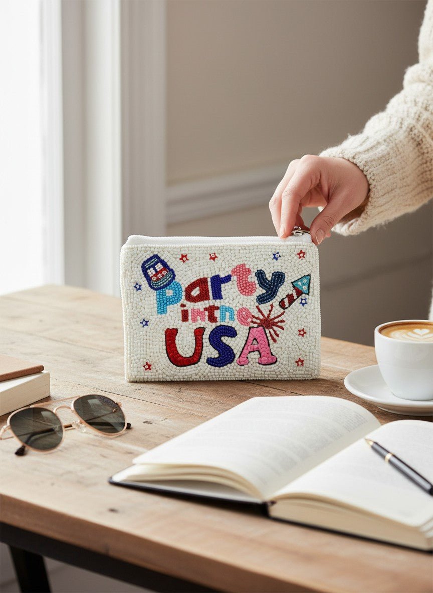 Patriotic Party in the USA Beaded Coin Bag - Nifty Decor & More
