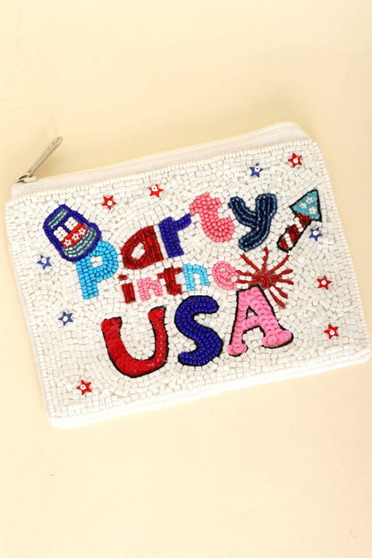 Patriotic Party in the USA Beaded Coin Bag - Nifty Decor & More