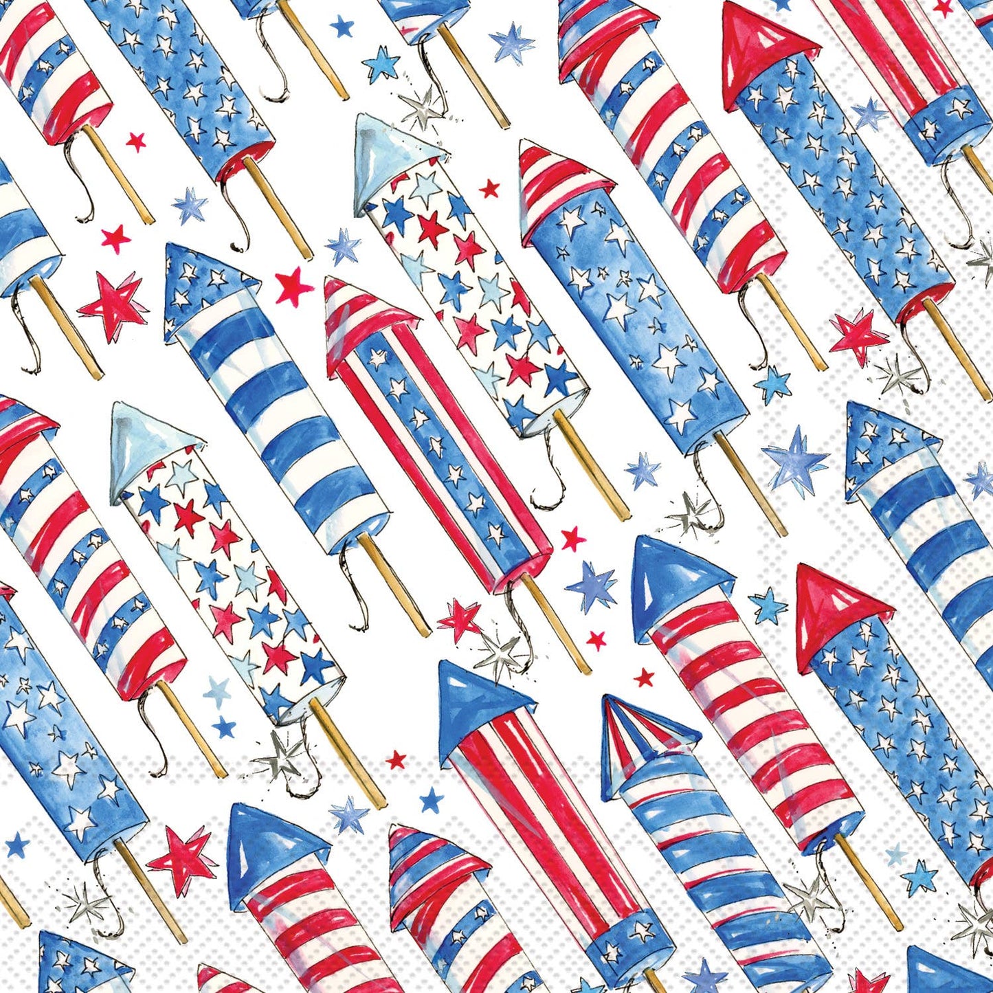 Patriotic Rockets Paper Cocktail Napkins 20 Ct - Nifty Decor & More