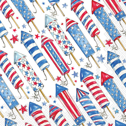 Patriotic Rockets Paper Cocktail Napkins 20 Ct - Nifty Decor & More