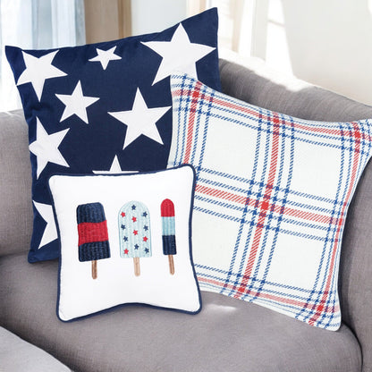 Patriotic Stars Throw Pillow, Bold Blue & White Cozy Accent, Perfect for 4th of July Decor, USA Themed Gift Throw Pillow
