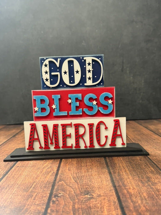Patriotic Word Stackers Patriotic Shelf Sitter America