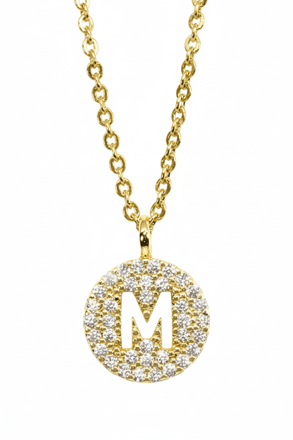 Pavé Disc Cut - Out Initial Pendant Necklaces - Nifty Decor & More