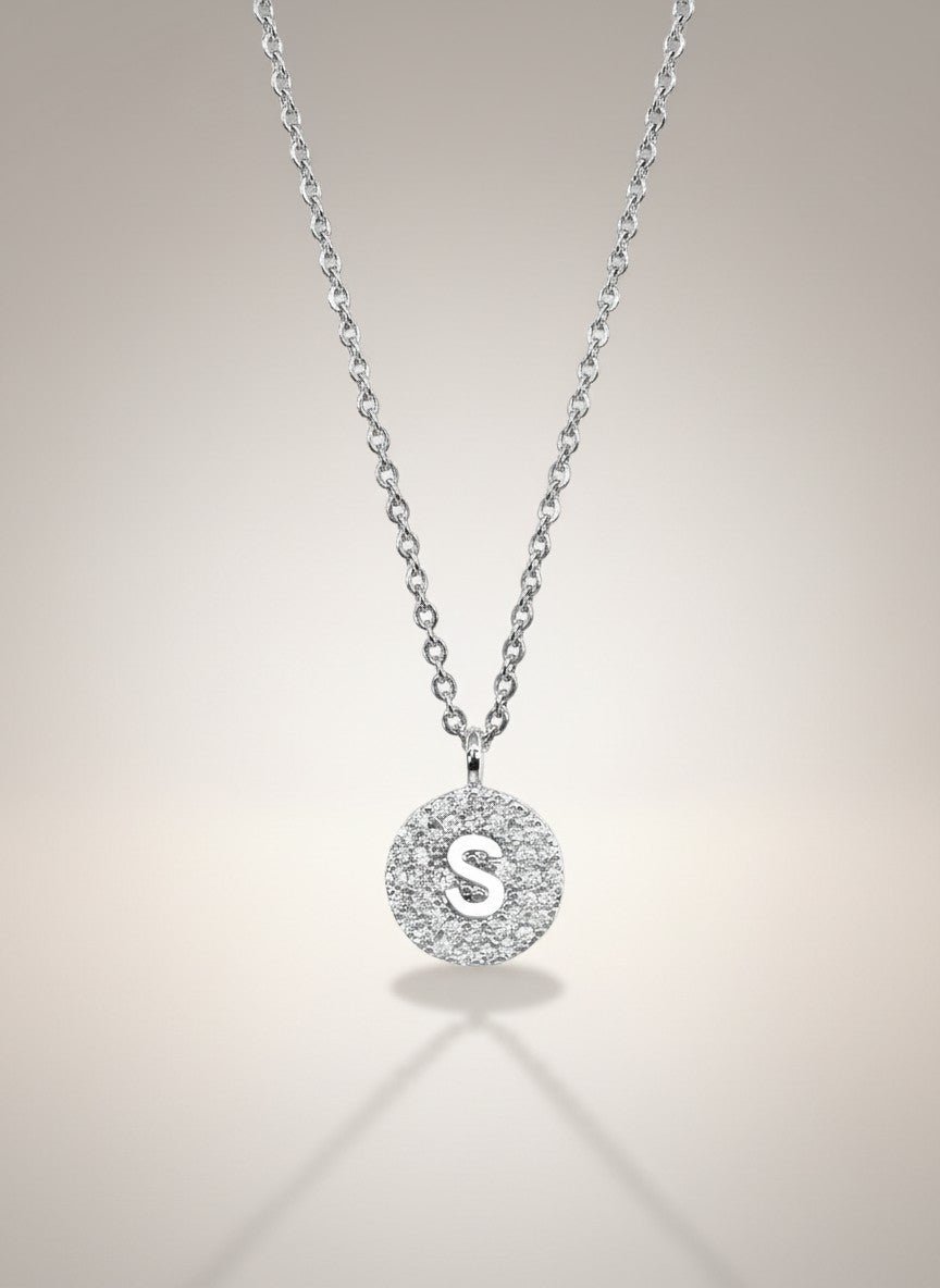 Pavé Disc Cut - Out Initial Pendant Necklaces - Nifty Decor & More