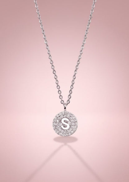 Pavé Disc Cut - Out Initial Pendant Necklaces - Nifty Decor & More