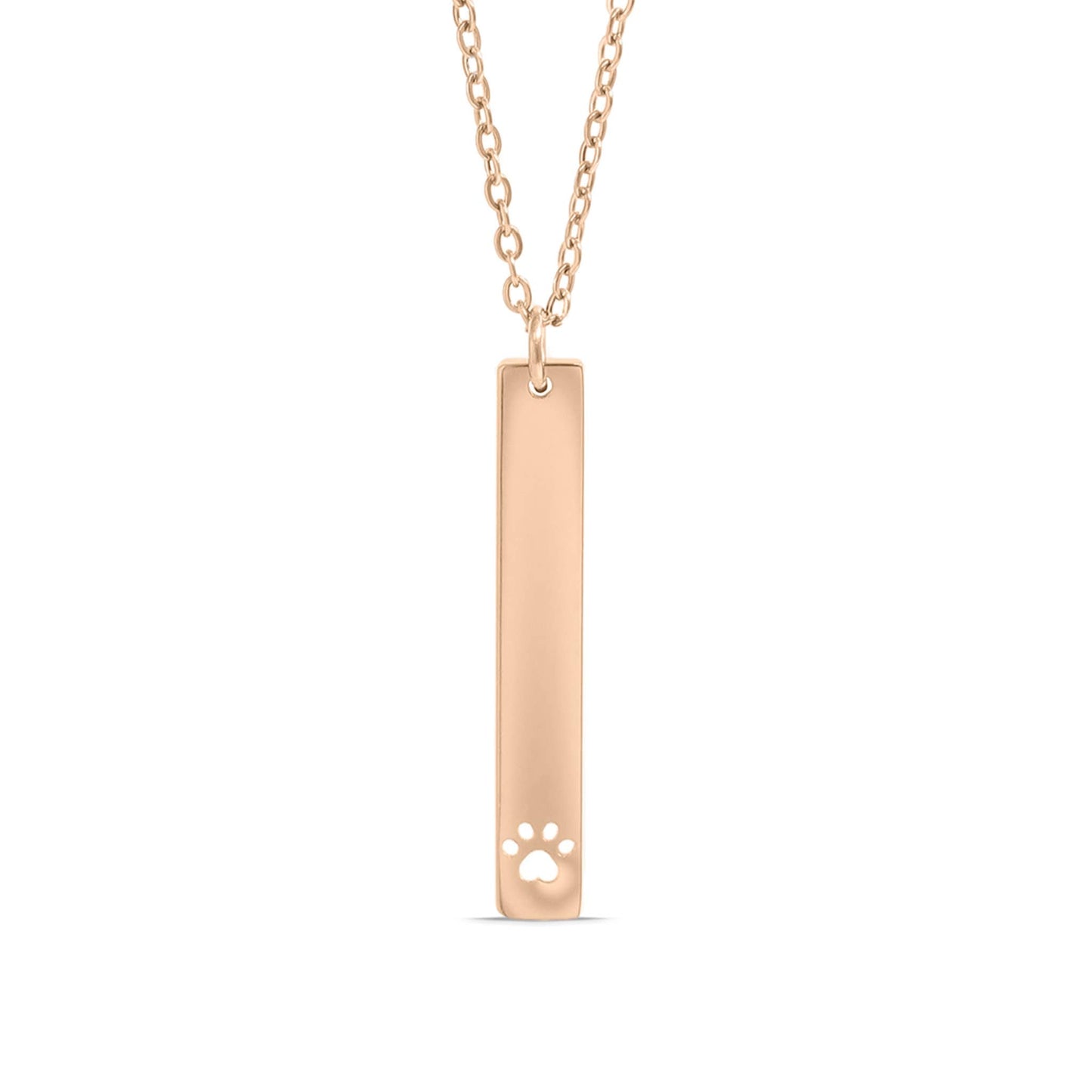 Paw Print Cutout Vertical Stainless Steel Bar Necklace - Nifty Decor & More