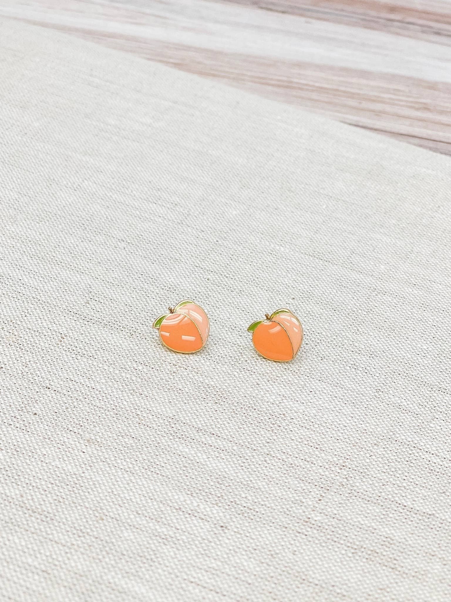 Peach Enamel Stud Earrings, Sweet Summer Vibes Jewelry, Fun Accessory for Work or Play, Gift for Her - Nifty Decor & More