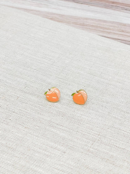 Peach Enamel Stud Earrings, Sweet Summer Vibes Jewelry, Fun Accessory for Work or Play, Gift for Her - Nifty Decor & More