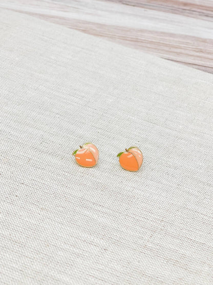 Peach Enamel Stud Earrings, Sweet Summer Vibes Jewelry, Fun Accessory for Work or Play, Gift for Her Stud Earrings