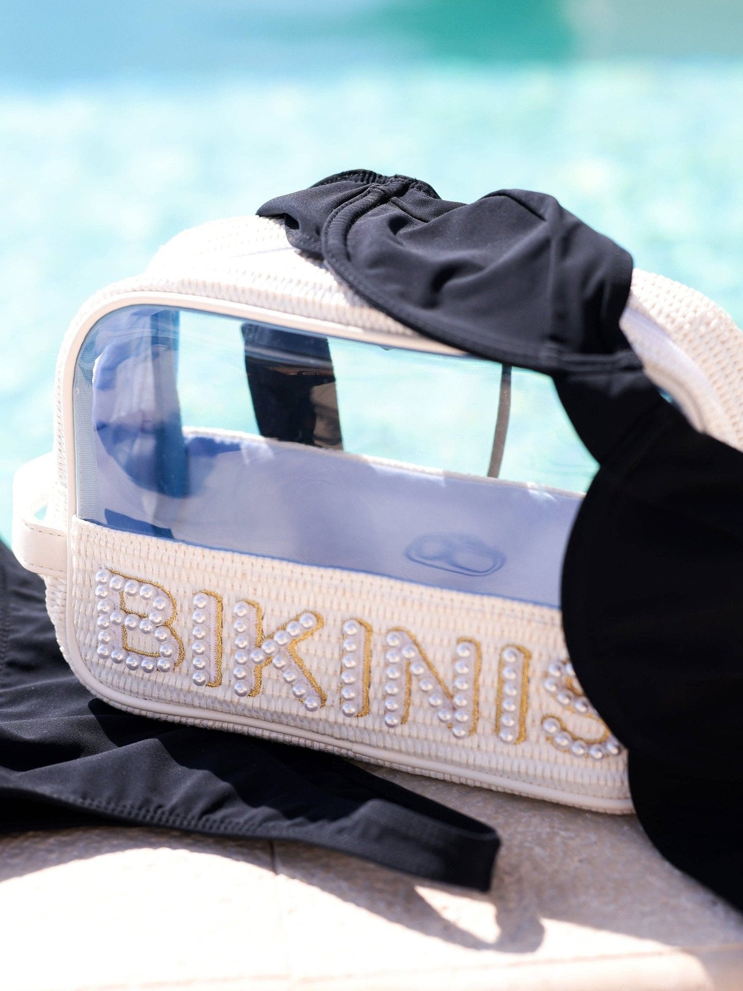 PEARL "BIKINIS" ZIP POUCH, WHITE - Nifty Decor & More