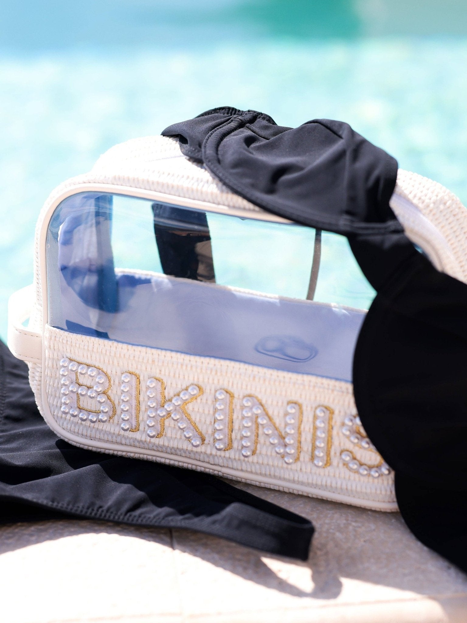 PEARL "BIKINIS" ZIP POUCH, WHITE - Nifty Decor & More
