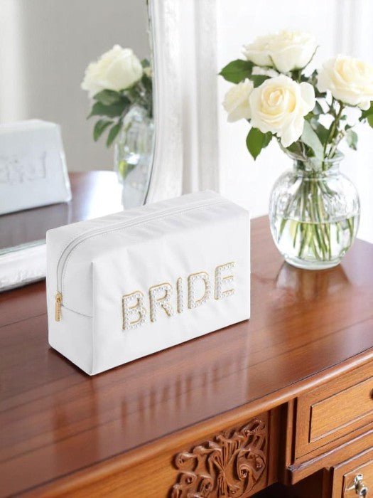Pearl Bride Large Zip Pouch, Elegant Wedding Accessory for Bridal Essentials, Perfect Bride Gift Bride Bags