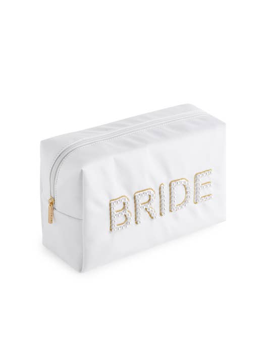 Pearl Bride Large Zip Pouch, Elegant Wedding Accessory for Bridal Essentials, Perfect Bride Gift Bride Bags