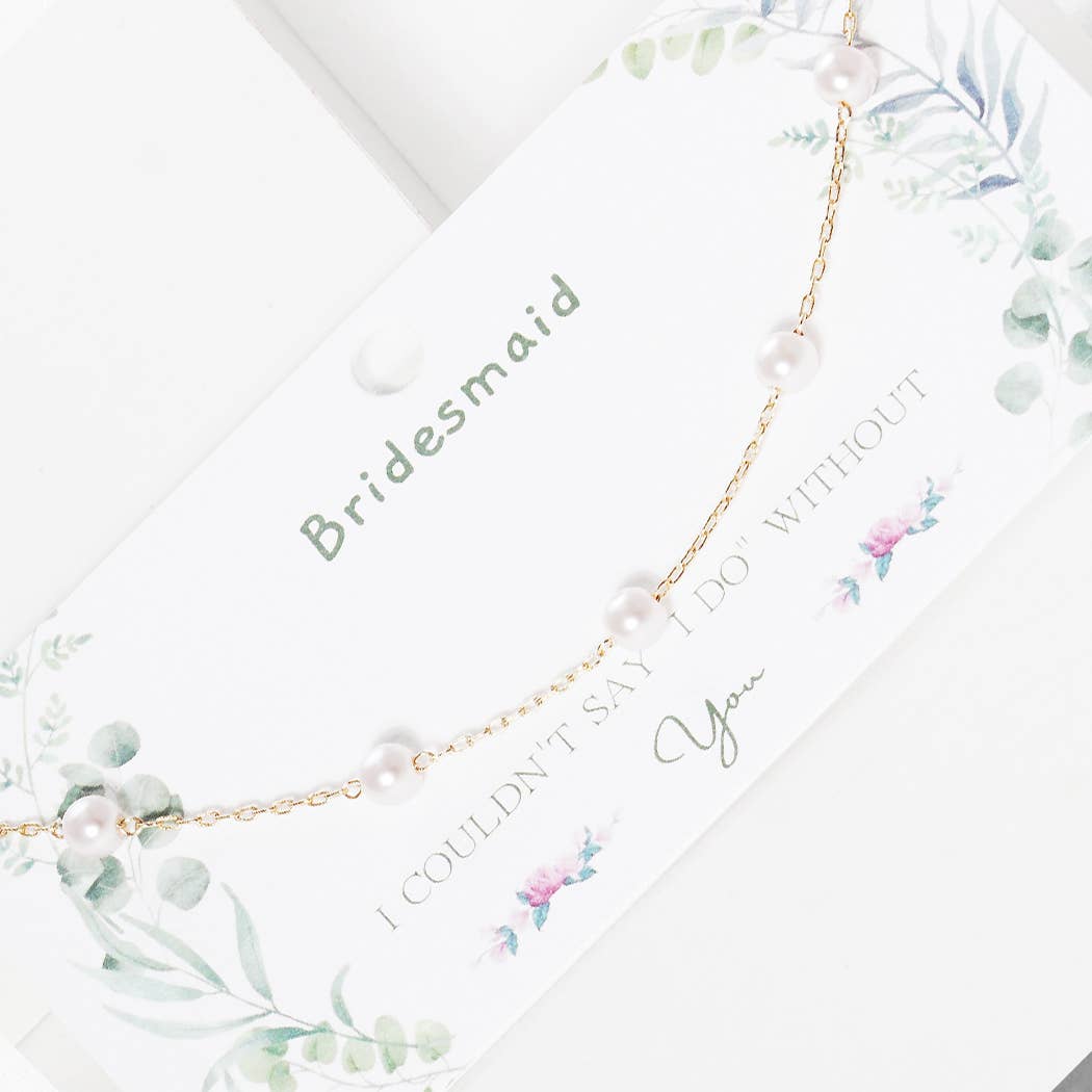 Pearl Bridesmaid Necklace Gold - Dipped Chain - Nifty Decor & More