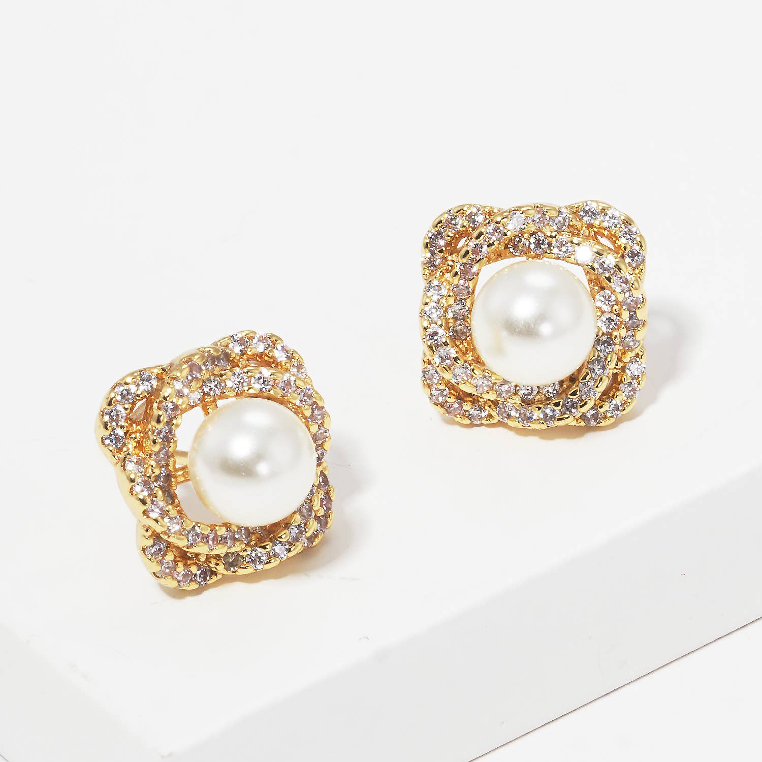 Pearl Post Earrings CZ - Nifty Decor & More
