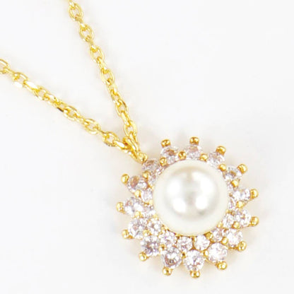 Pearl Rhinestone Bridesmaid Necklace Gold - Dipped - Nifty Decor & More