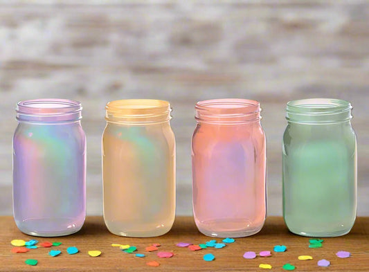 Pearlized Quart Mason Jars - Decorative Flower Vase, Rustic Home Decor, Centerpieces for Weddings, Parties & More - Nifty Decor & More