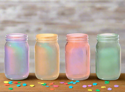 Pearlized Quart Mason Jars - Decorative Flower Vase, Rustic Home Decor, Centerpieces for Weddings, Parties & More