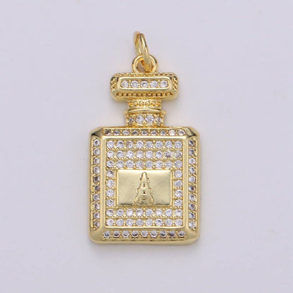 Perfume Bottle Charm Dainty , Micro Pave Bottle Charm for Necklace Bracelet Earring Component Jewelry Making Supply D - 827 D - 828 - Nifty Decor & More