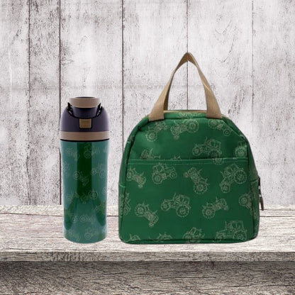 Personalized Boys Green Tractor Pattern Backpack Set | Backpack, Lunchbox & Tumbler - Nifty Decor & More