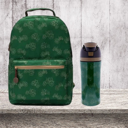 Personalized Boys Green Tractor Pattern Backpack Set | Backpack, Lunchbox & Tumbler - Nifty Decor & More