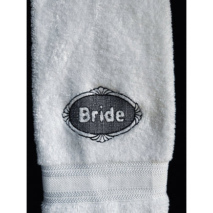 Personalized Bride and Groom Wedding Gift Towel Set Luxury Embroidered Monogrammed Bath Towels - Nifty Decor & More