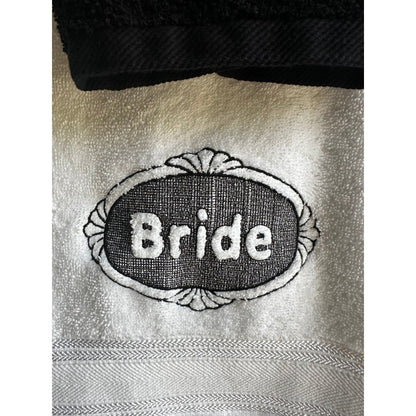 Personalized Bride and Groom Wedding Gift Towel Set Luxury Embroidered Monogrammed Bath Towels - Nifty Decor & More