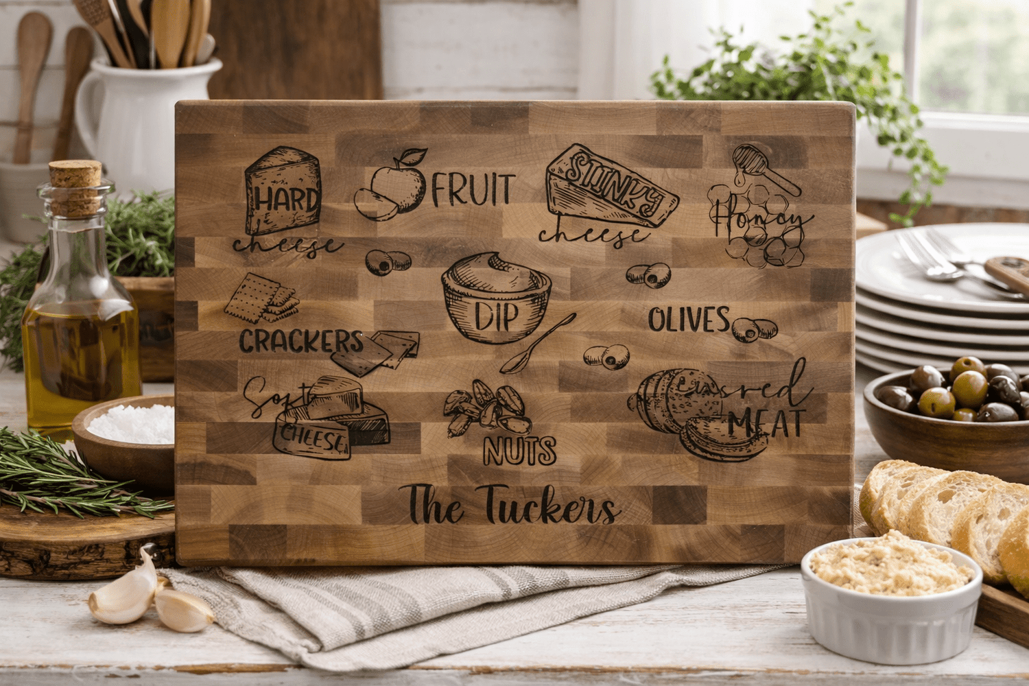 Personalized Charcuterie Guide Butcher Block - Nifty Decor & More