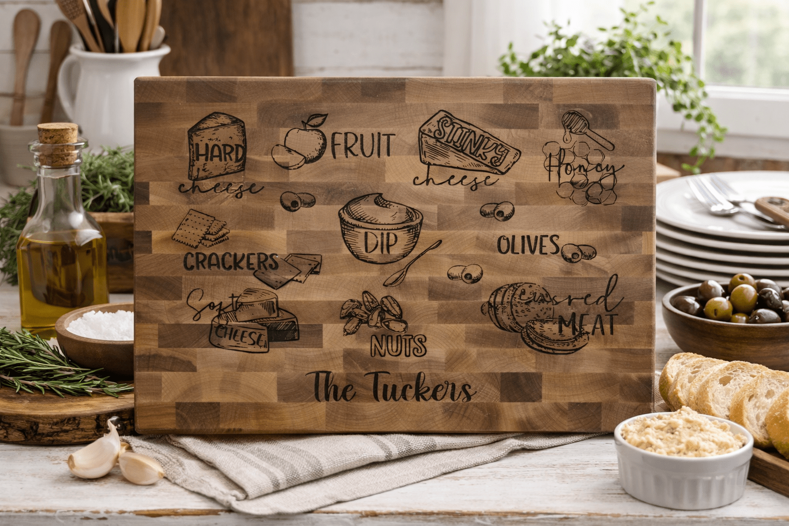 Personalized Charcuterie Guide Butcher Block - Nifty Decor & More