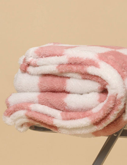 Personalized Checkered Fleece Blanket, Pink or Blue - Nifty Decor & More