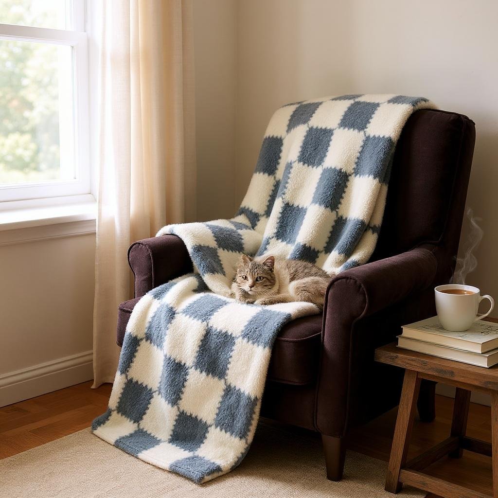 Personalized Checkered Fleece Blanket, Pink or Blue - Nifty Decor & More