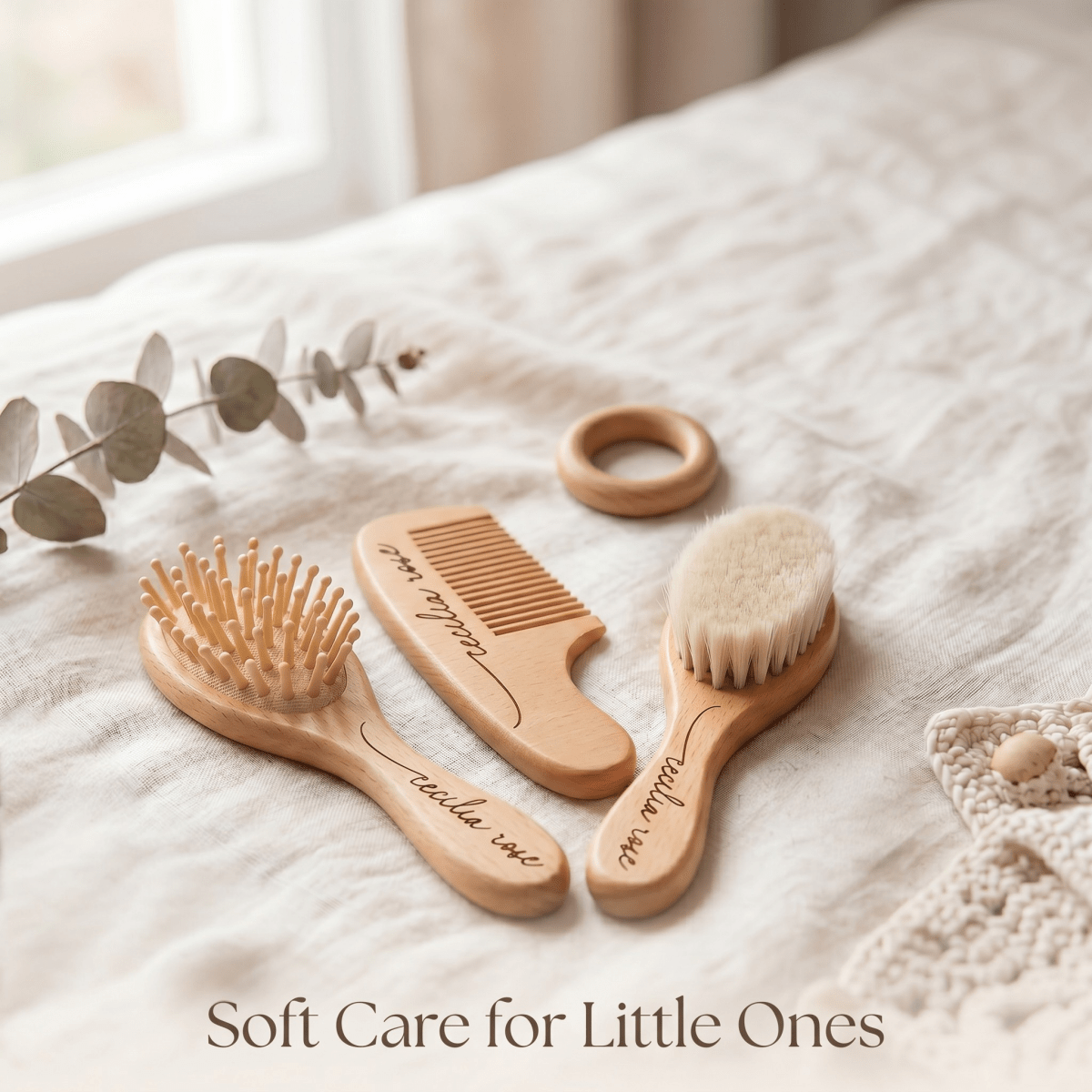 Personalized-Engraved Baby’s 1st Hair Brush & Comb - 4 piece set - Nifty Decor & More