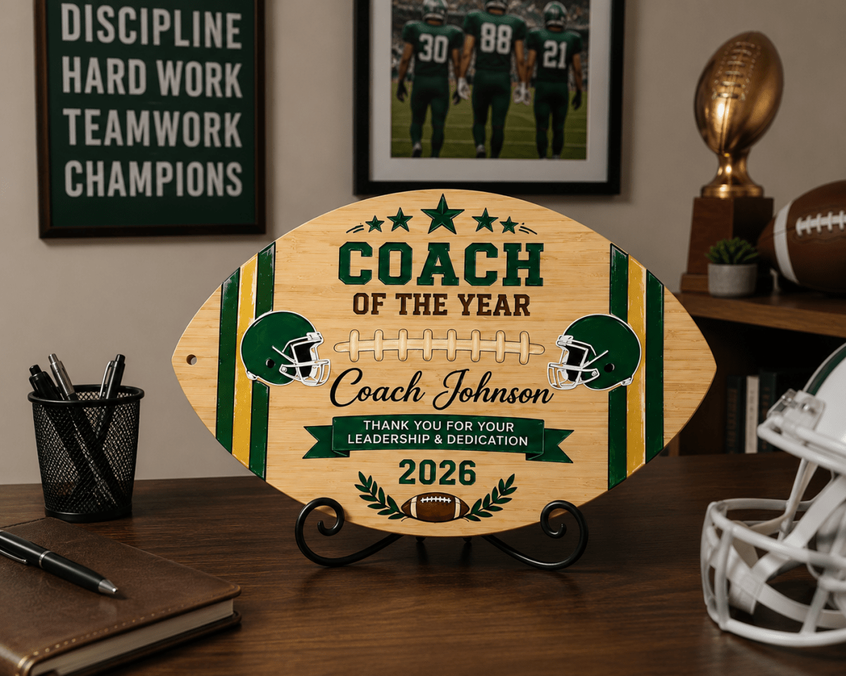 Personalized Football Award Bamboo Cutting Board | Fantasy Football, Coach & Team Awards - Nifty Decor & More