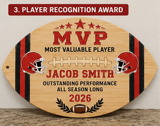 Personalized Football Award Bamboo Cutting Board | Fantasy Football, Coach & Team Awards - Nifty Decor & More