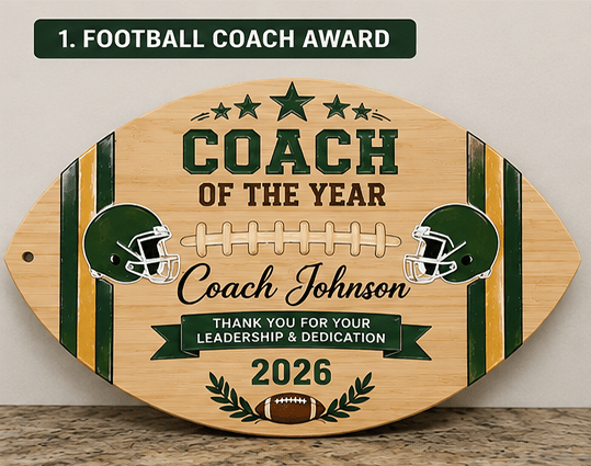 Personalized Football Award Bamboo Cutting Board | Fantasy Football, Coach & Team Awards - Nifty Decor & More
