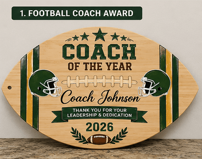 Personalized Football Award Bamboo Cutting Board | Fantasy Football, Coach & Team Awards - Nifty Decor & More