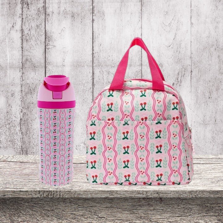 Personalized Girls Backpack Set | Cherry Embroidered Backpack, Lunch Box & Water Bottle | Custom Name School Bag (Copy) - Nifty Decor & More