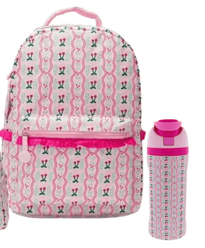 Personalized Girls Backpack Set | Cherry Embroidered Backpack, Lunch Box & Water Bottle | Custom Name School Bag (Copy) - Nifty Decor & More