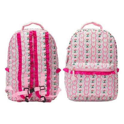 Personalized Girls Backpack Set | Cherry or Pink Gingham Embroidered Backpack, Lunch Box & Water Bottle | Custom Name School Bag - Nifty Decor & More