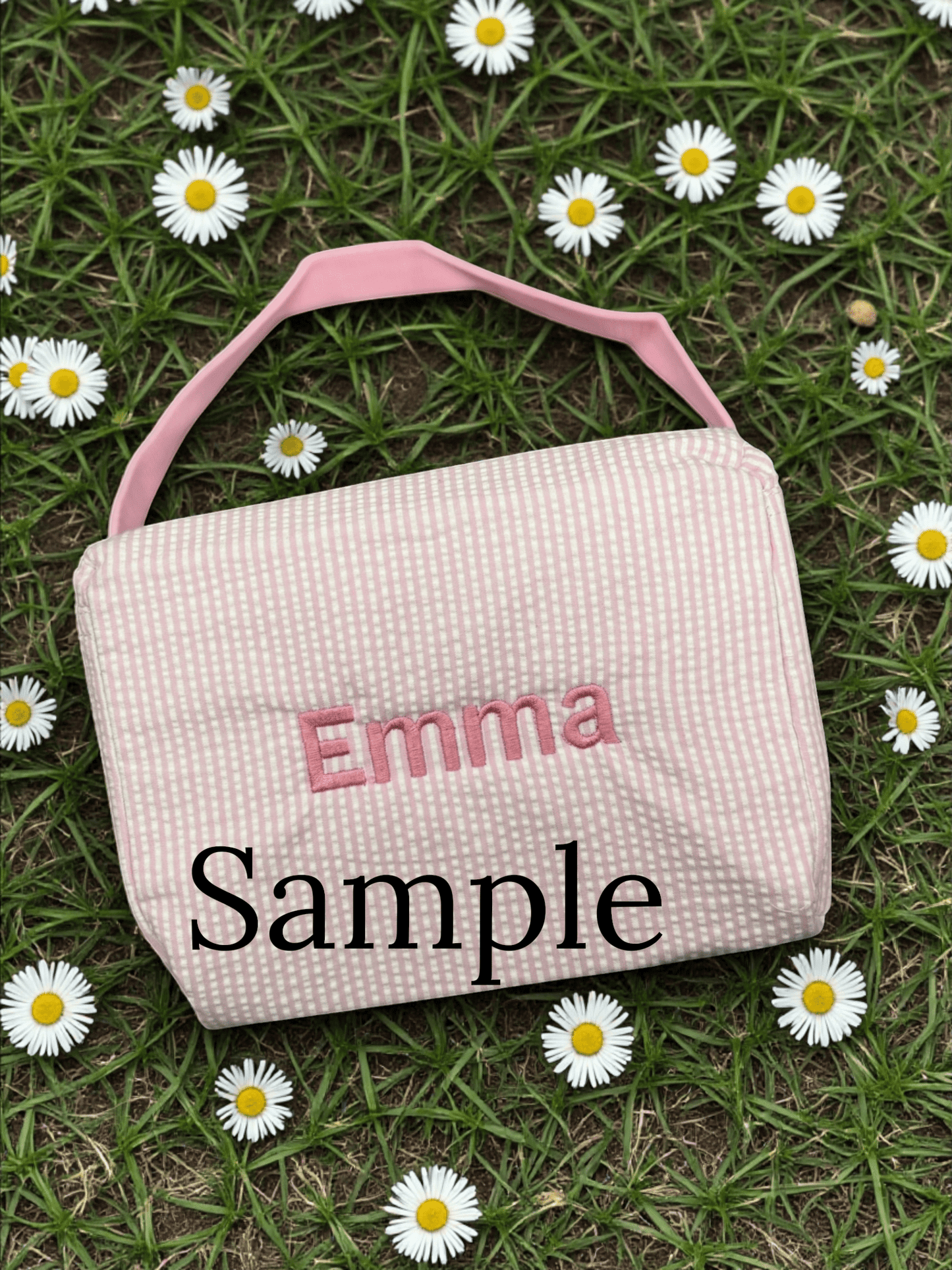 Personalized Girls Backpack Set | Cherry or Pink Gingham Embroidered Backpack, Lunch Box & Water Bottle | Custom Name School Bag - Nifty Decor & More